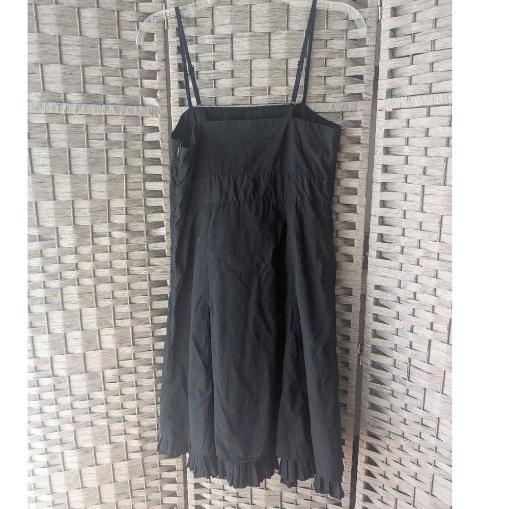 Gap Mini Dress Black Ruffle Hem Adjustable Straps Cotton Aline Sz 8 LBD Casual - Picture 3 of 11